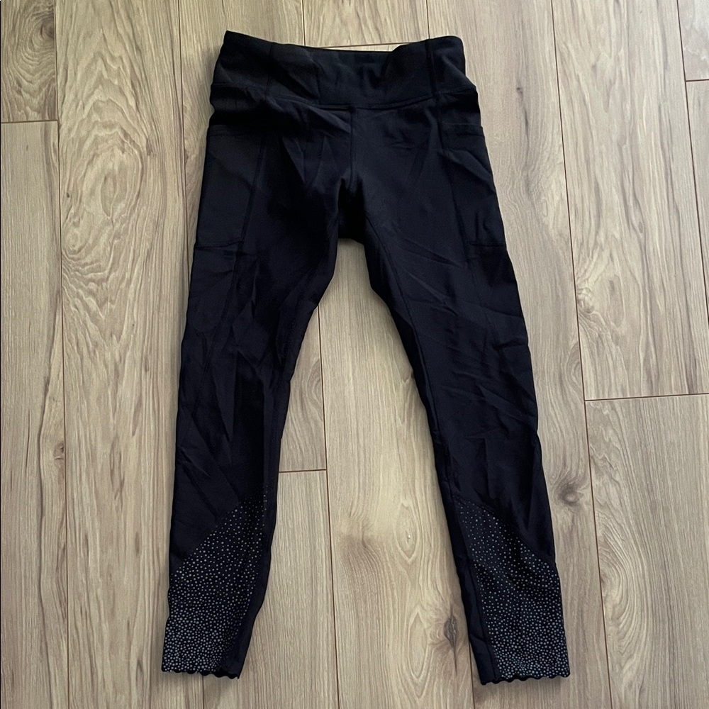 lululemon athletica Black Leggings with Silver Accents